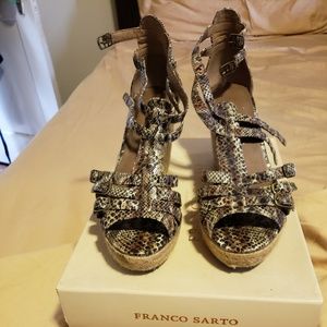 Snakeskin Print Franco Sarto Wedges
